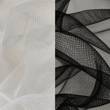 Italian Hard Net Fabric 54" Wide Super Stiff Crinoline White & Black