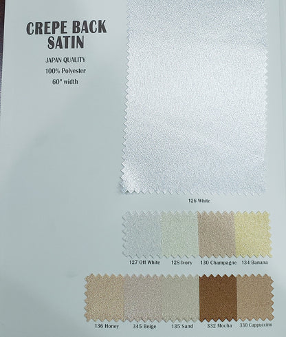 Superior Quality Japanese Crepe Back Satin Fabric by the Yard and Wholesale Bolt | 60" Wide | Multiple Colors |