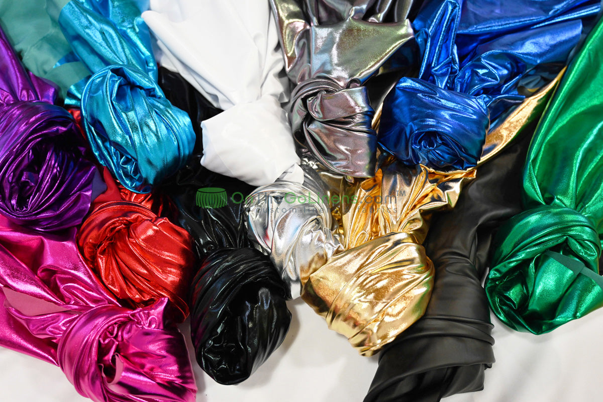 Foil Spandex Lame Fabric | Metallic Spandex Fabric by the Yard | 60" Wide | 96% Polyester 4% Spandex |