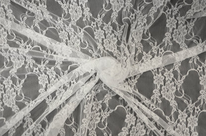 Vintage Stretch Lace Fabric | Giselle Stretch Floral Lace Fabric by the Yard | 58" Wide | Poly Spandex |