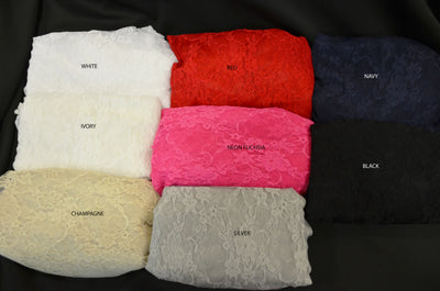 Vintage Stretch Lace Fabric | Giselle Stretch Floral Lace Fabric by the Yard | 58" Wide | Poly Spandex |