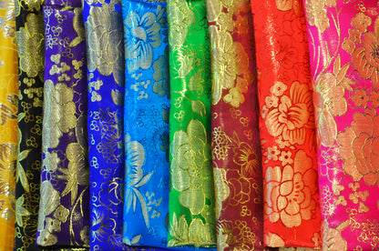 Metallic Brocade Design B23 | Chinese Flower Brocade Fabric | 58" Wide |