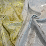 Oriental Metallic Paisley Brocade | 58" Wide | Silver and Gold Metallic Paisley Brocade |