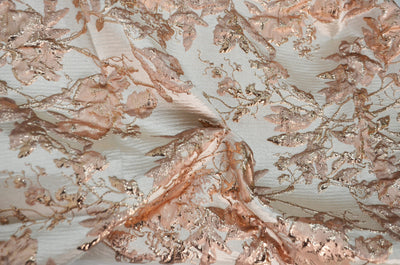 Mauve Floral Bubble Jacquard Fabric by the Yard | 100% Polyester Metallic |