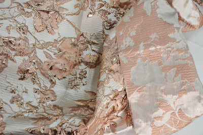 Mauve Floral Bubble Jacquard Fabric by the Yard | 100% Polyester Metallic |