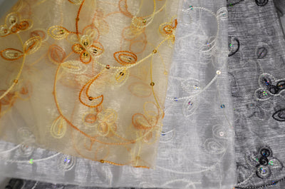 Dahlia Organza Embroidery Fabric by the Yard | 54" Wide | Multiple Colors |