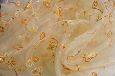 Dahlia Organza Embroidery Fabric by the Yard | 54" Wide | Multiple Colors |
