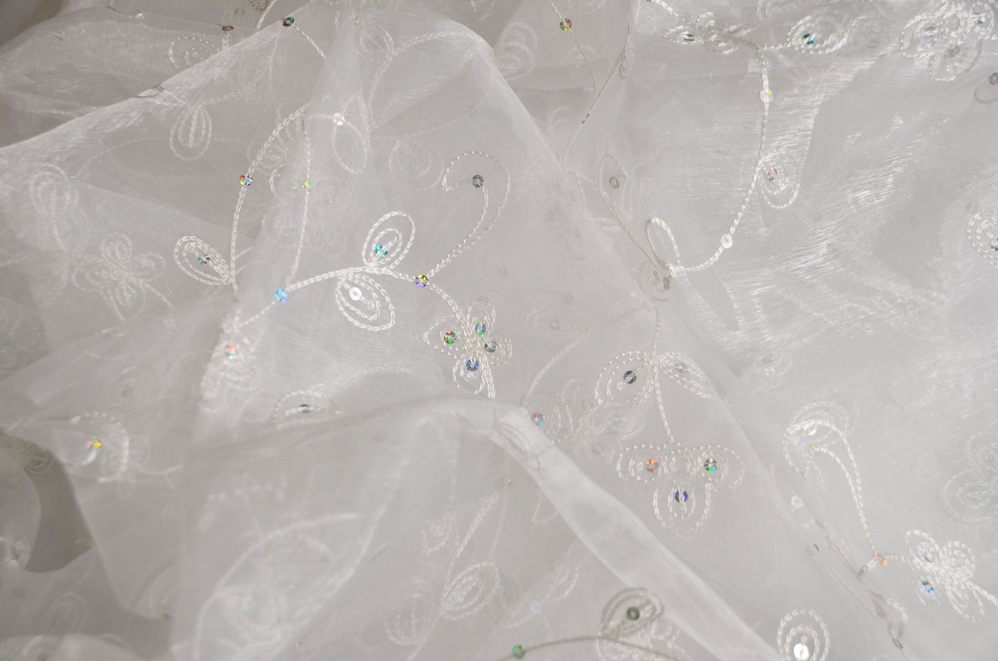 Dahlia Organza Embroidery Fabric by the Yard | 54" Wide | Multiple Colors |