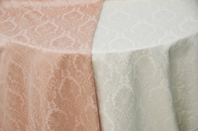 Vintage Damask Brocade Table Runners | Cotton Look Damask Table Runners | White Ivory Blush | 100% Polyester |