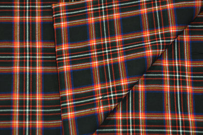 Irish Black Tartan Plaid Kilt Fabric by the Yard | Super Soft Rayon Kilt Print | Tartan Fabric |