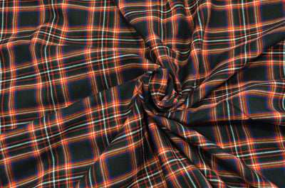 Irish Black Tartan Plaid Kilt Fabric by the Yard | Super Soft Rayon Kilt Print | Tartan Fabric |