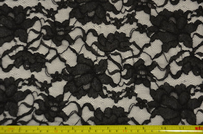 Black Lace Fabric by the Yard | Double Sided Scalloped Heavy Lace in Black Color | 58/60" Wide |