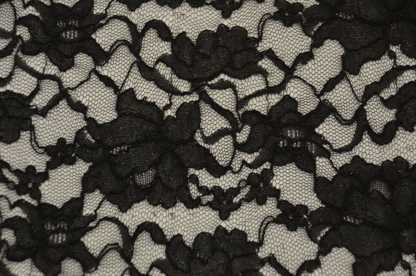 Black Lace Fabric by the Yard | Double Sided Scalloped Heavy Lace in Black Color | 58/60" Wide |