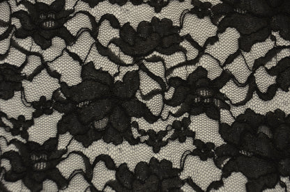Black Lace Fabric by the Yard | Double Sided Scalloped Heavy Lace in Black Color | 58/60" Wide |