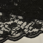 Black Lace Fabric by the Yard | Double Sided Scalloped Heavy Lace in Black Color | 58/60" Wide |