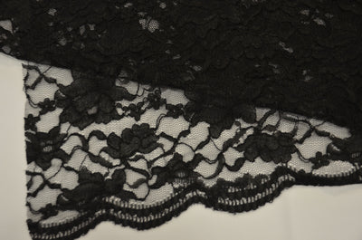 Black Lace Fabric by the Yard | Double Sided Scalloped Heavy Lace in Black Color | 58/60" Wide |