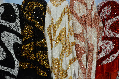 Wave Sequins Stretch Velvet Fabric by the Yard | Wave Sequins Velvet Fabric | 60" wide | Multiple Colors |