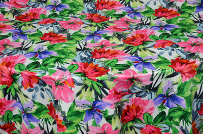 Flower Blossom Fabric | Floral Satin Fabric by the Yard | 60" Wide | 100% Polyester |