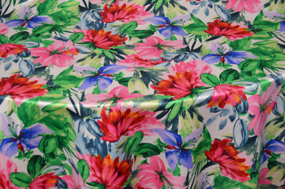 Flower Blossom Fabric | Floral Satin Fabric by the Yard | 60" Wide | 100% Polyester |