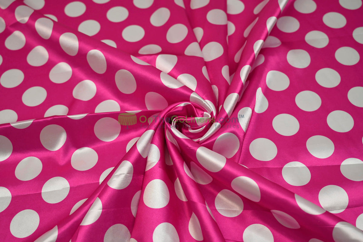 Polka Dot Charmeuse Satin Print Fabric by the Yard | 60" Wide | Large Dots |