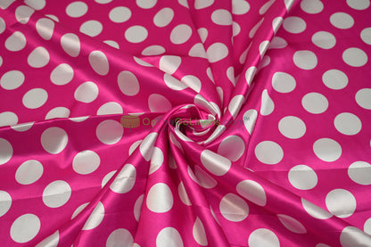 Polka Dot Charmeuse Satin Print Fabric by the Yard | 60" Wide | Large Dots |