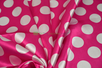 Polka Dot Charmeuse Satin Print Fabric by the Yard | 60" Wide | Large Dots |