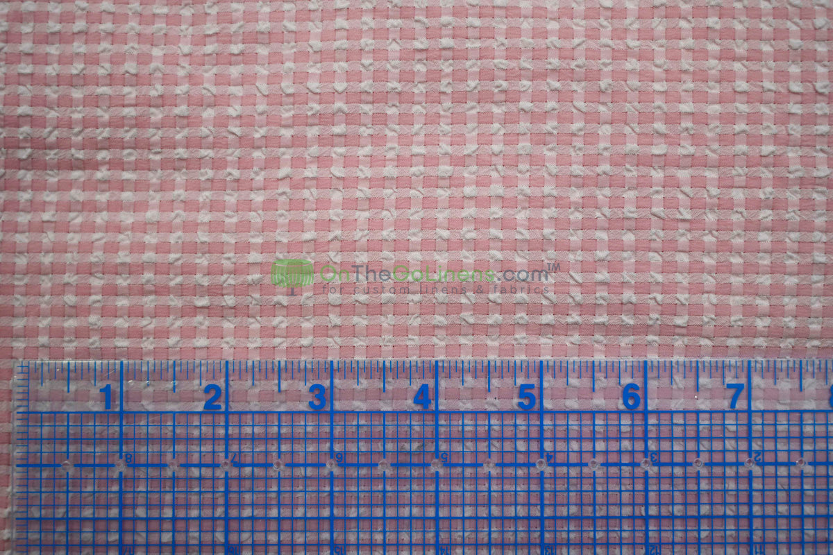 Gingham Seersucker Fabric – Lightweight 100% Polyester with Mechanical Stretch | 57/59" Width | 115 GSM