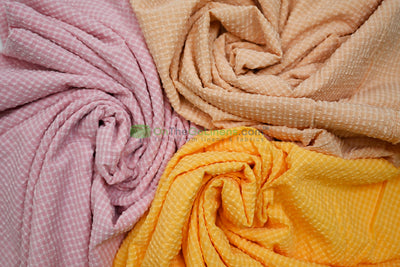 Gingham Seersucker Fabric – Lightweight 100% Polyester with Mechanical Stretch | 57/59" Width | 115 GSM