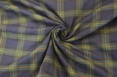 Green Blue Tartan Plaid Kilt Fabric by the Yard | Super Soft Rayon Kilt Print | Tartan Fabric |