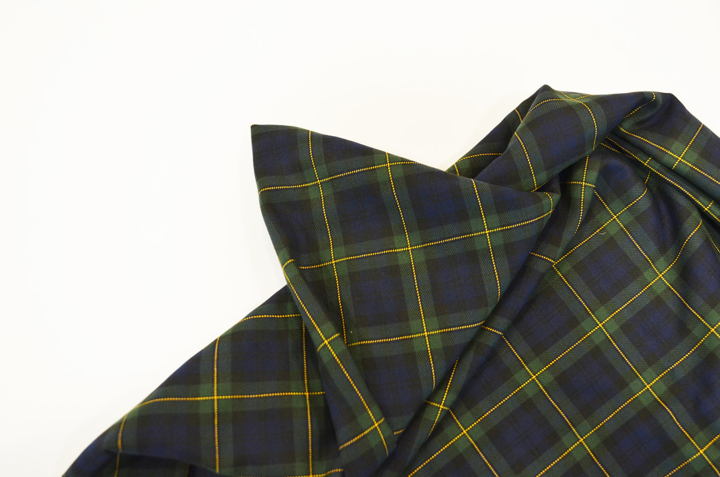 Green Blue Tartan Plaid Kilt Fabric by the Yard | Super Soft Rayon Kilt Print | Tartan Fabric |