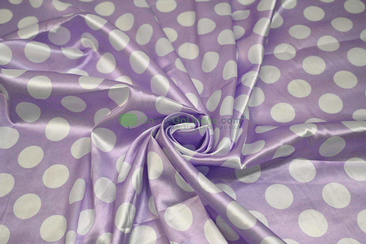 Polka Dot Charmeuse Satin Print Fabric by the Yard | 60" Wide | Large Dots |
