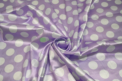 Polka Dot Charmeuse Satin Print Fabric by the Yard | 60" Wide | Large Dots |