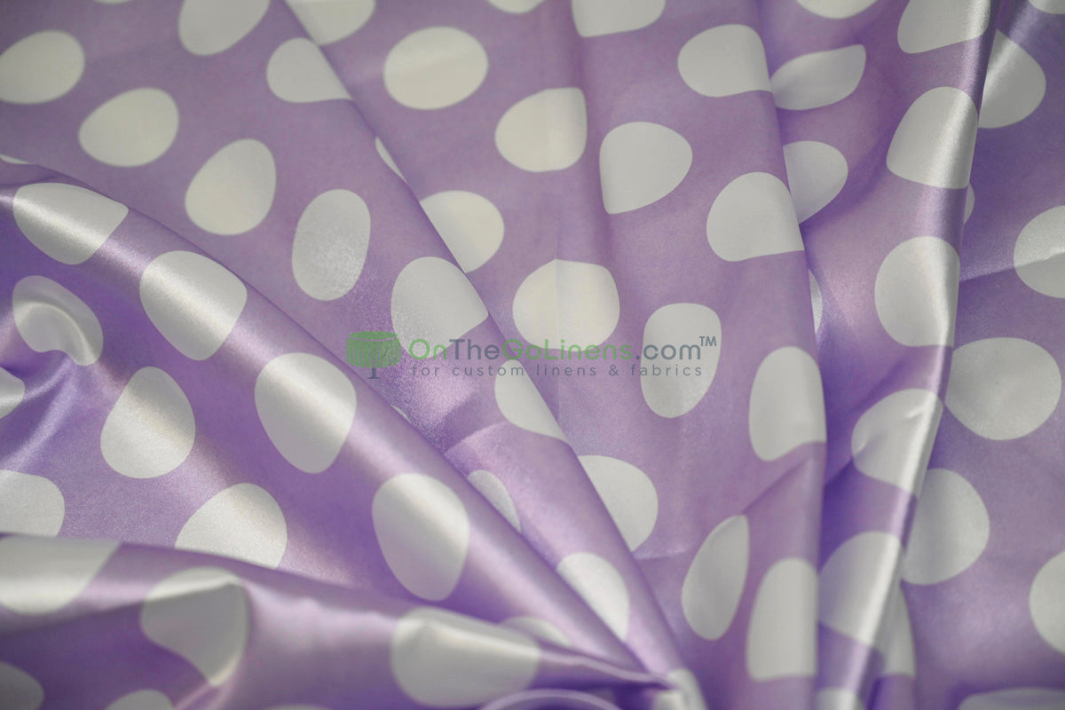 Polka Dot Charmeuse Satin Print Fabric by the Yard | 60" Wide | Large Dots |