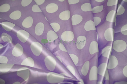Polka Dot Charmeuse Satin Print Fabric by the Yard | 60" Wide | Large Dots |