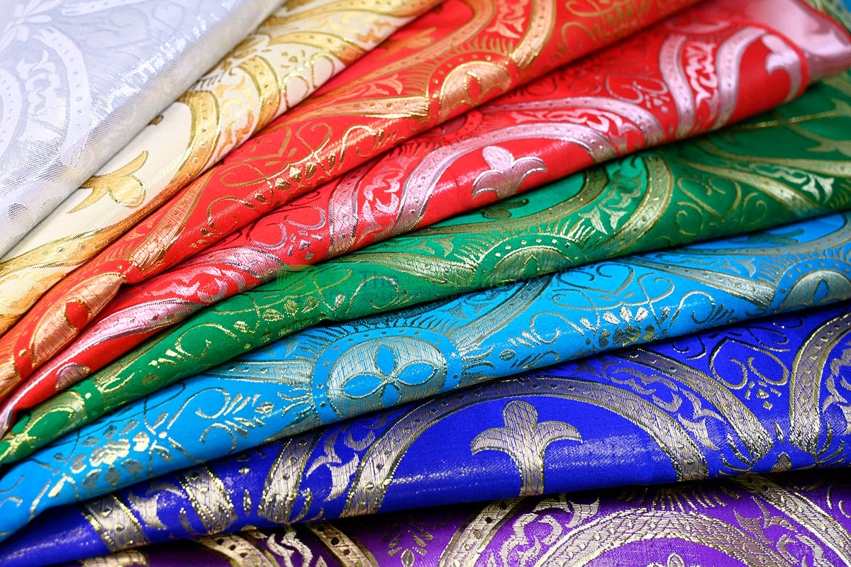 Circular Cross Liturgical Brocade | 60” Wide | Elegant Liturgical Fabric with Woven Cross Motif | Ideal for Church Vestments & Decor