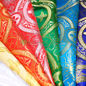 Circular Cross Liturgical Brocade | 60” Wide | Elegant Liturgical Fabric with Woven Cross Motif | Ideal for Church Vestments & Decor