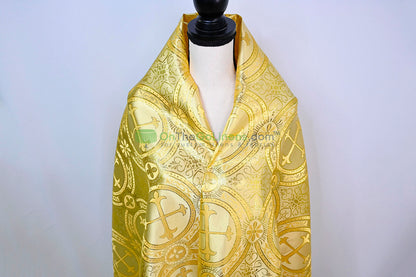 Circular Cross Liturgical Brocade | 60” Wide | Elegant Liturgical Fabric with Woven Cross Motif | Ideal for Church Vestments & Decor