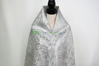 Circular Cross Liturgical Brocade | 60” Wide | Elegant Liturgical Fabric with Woven Cross Motif | Ideal for Church Vestments & Decor