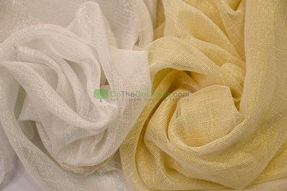 Metallic Faux Sheer Table Linen| Metallic Linen Tablecloths | 108" Wide | Gold and Silver |