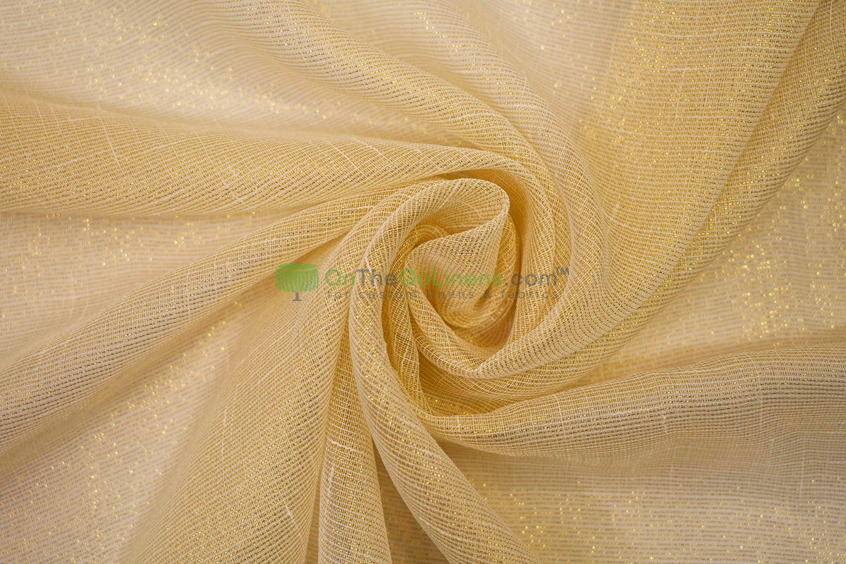 Metallic Faux Sheer Linen Event Drapery Panels | Metallic Linen Curtains | 108" Wide | Gold and Silver |