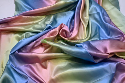 Ombre Satin Fabric | 60" Wide | Rainbow Charmeuse Fabric | Pink Yellow Blue Purple Orange |
