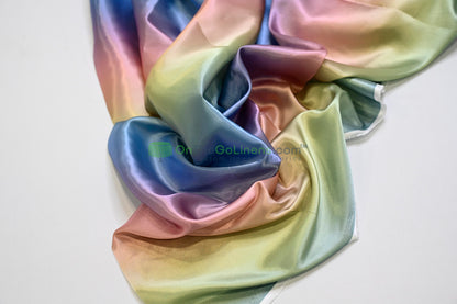 Ombre Satin Fabric | 60" Wide | Rainbow Charmeuse Fabric | Pink Yellow Blue Purple Orange |