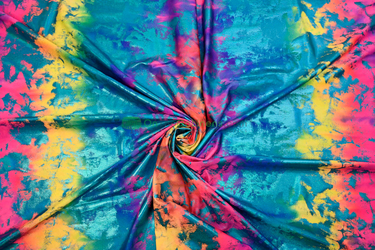 Tie Dye Hologram Spandex Fabric