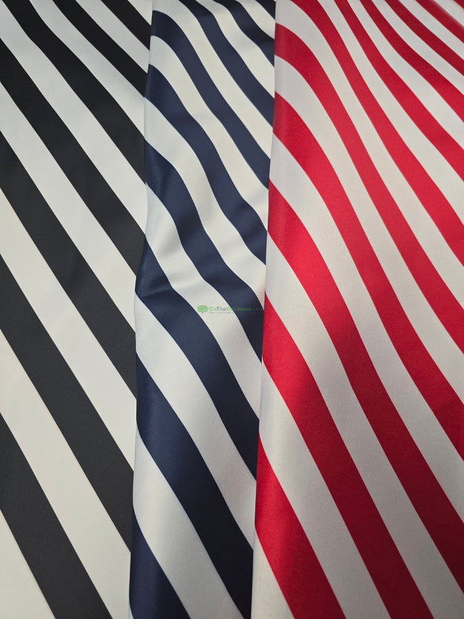 1" Stripe Lamour Satin Print | Event Drapery Custom Manufactured | Four Colors Available |