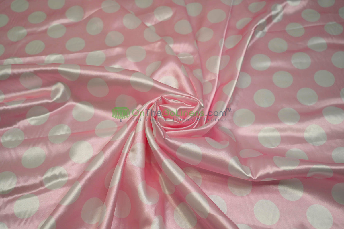 Polka Dot Charmeuse Satin Print Fabric by the Yard | 60" Wide | Large Dots |