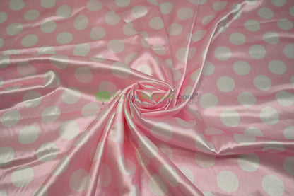 Polka Dot Charmeuse Satin Print Fabric by the Yard | 60" Wide | Large Dots |