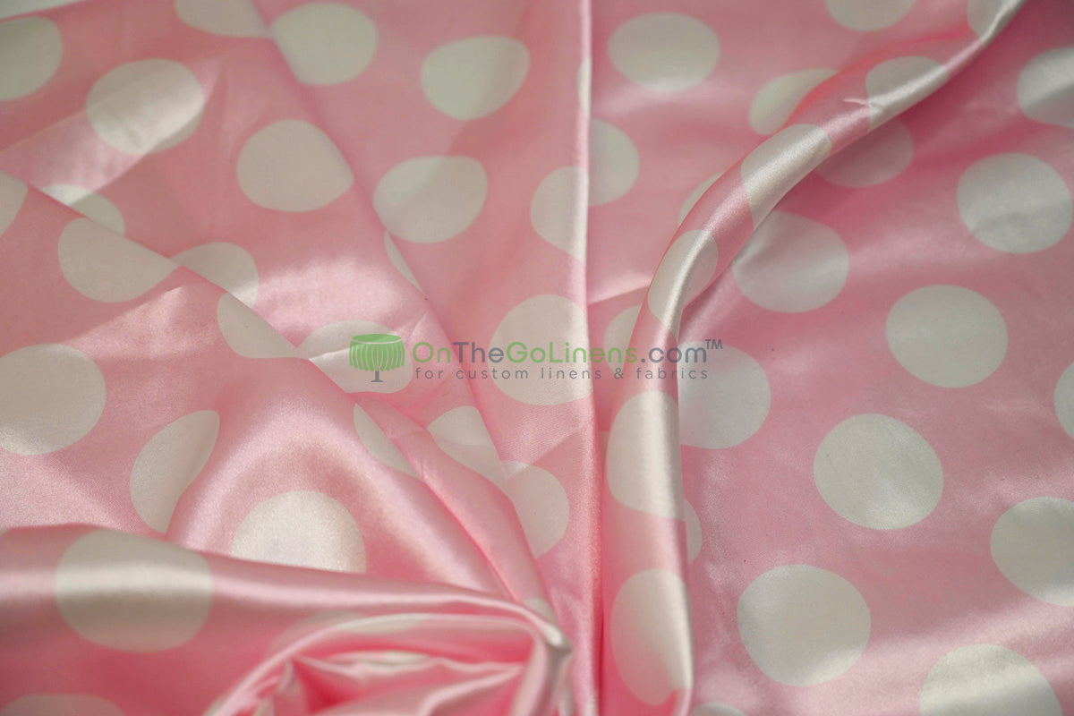 Polka Dot Charmeuse Satin Print Fabric by the Yard | 60" Wide | Large Dots |