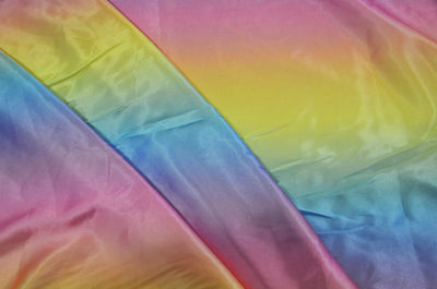 Ombre Satin Fabric | 60" Wide | Rainbow Charmeuse Fabric | Pink Yellow Blue Purple Orange |