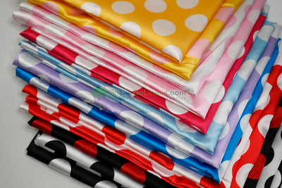 Polka Dot Charmeuse Satin Print Fabric by the Yard | 60" Wide | Large Dots |