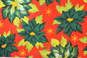 Christmas Fabric by the Yard | Polyester Poinsettia Fabric | 60" Wide | Tablecloth and Decor Fabric |